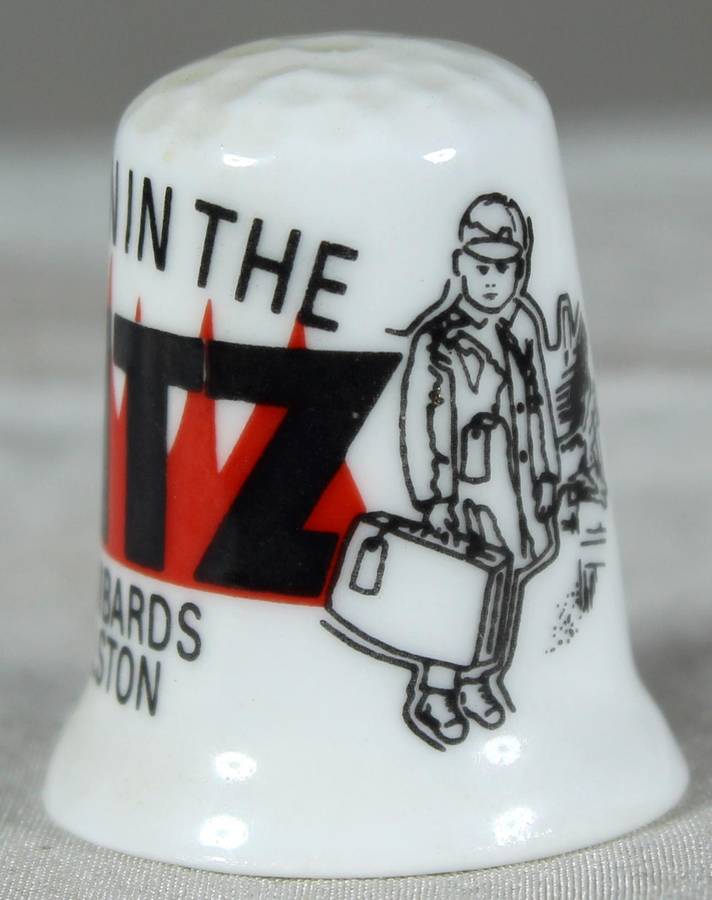 Bone China thimble - Britain in the Blitz - Flambards Helston