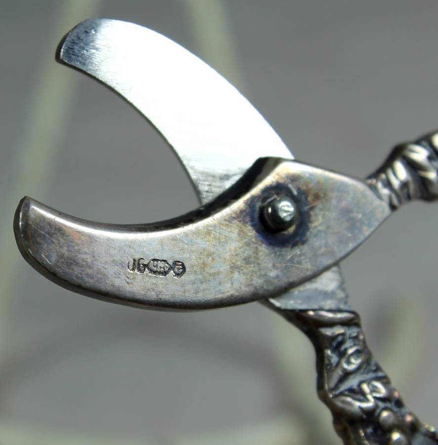 Grape scissors - Hallmarked (JG... Silver?)