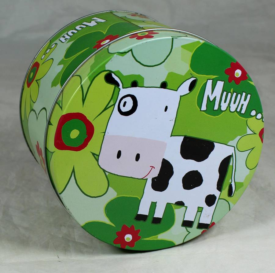 Cow themed tin
