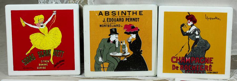 French themed tile coasters