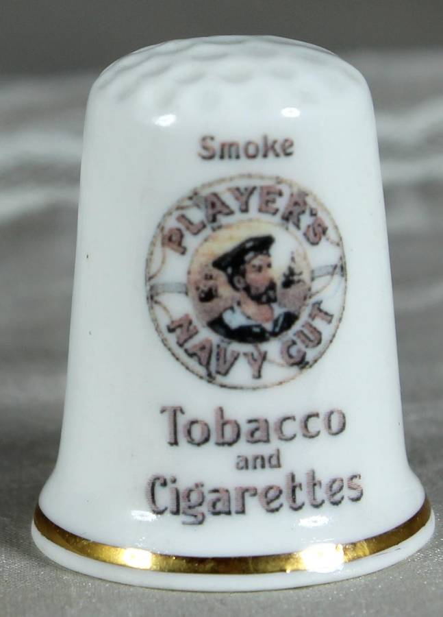 Bone China thimble - Advertising thimble - Players Navy Cut Tabacco