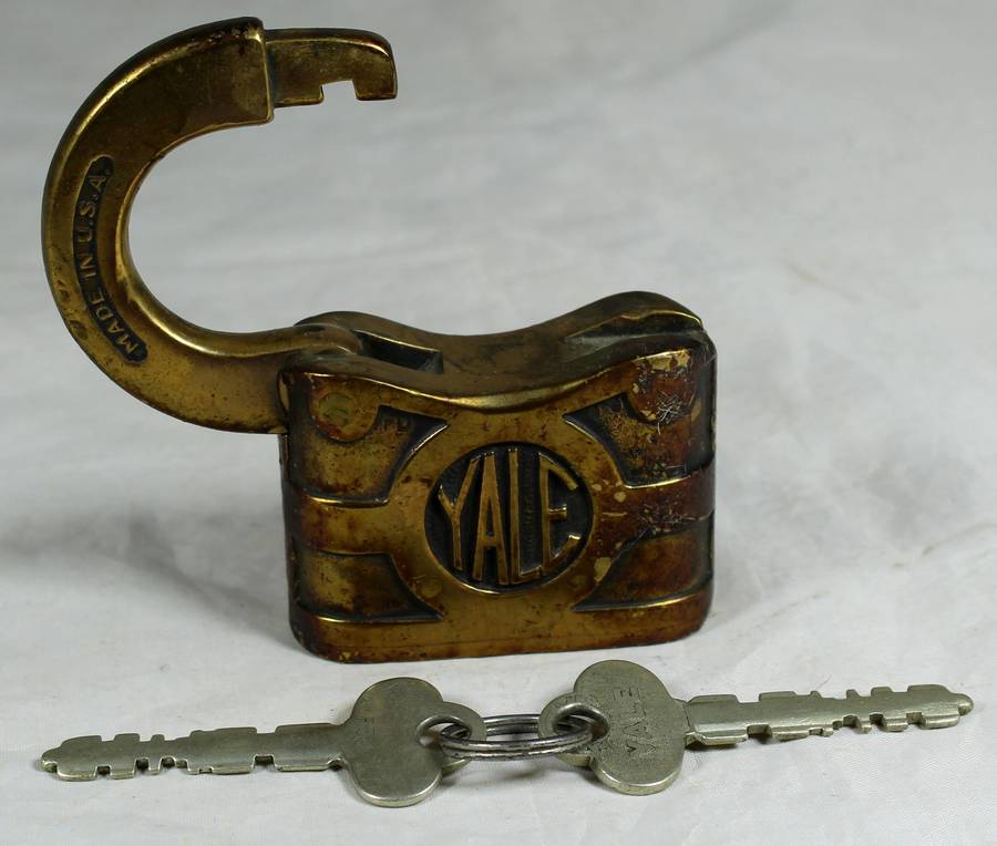 Vintage Yale brass lock with keys