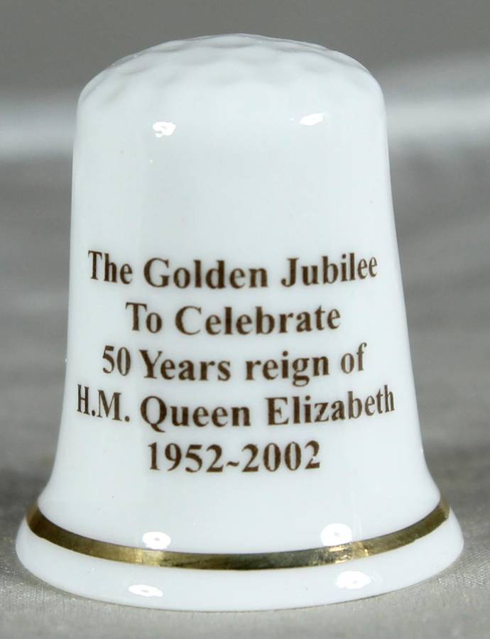 Bone China thimble - Golden Jubilee - 50th Queen Elizabeth