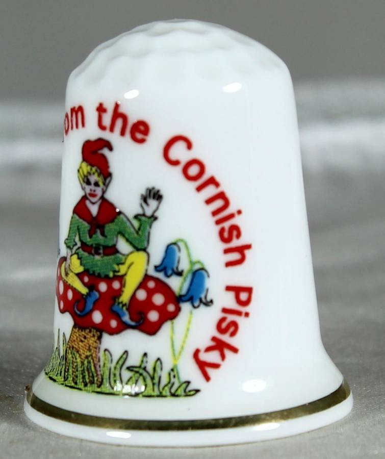 Bone China thimble - good luck from the Cornish Pisky - Lambert