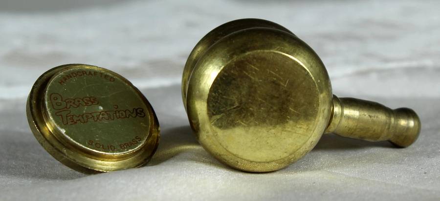 Miniature brass lidded pot