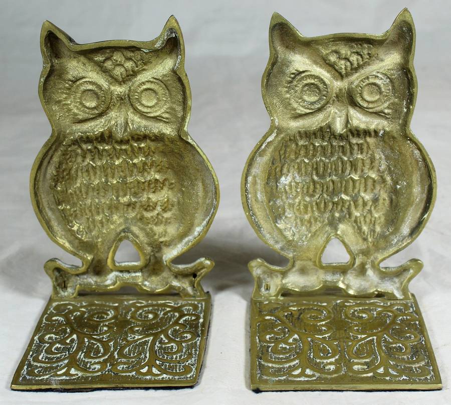 Pair of brass owl - bookends