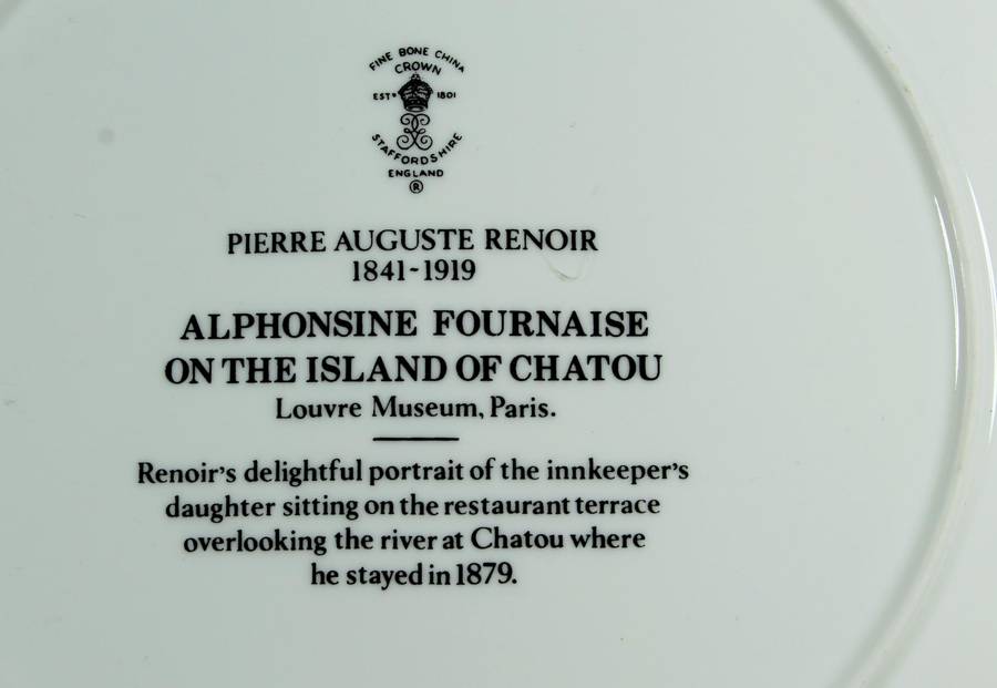 Crown Staffordshire display plate - Alphonsine fournaise on the island of Chatou by Renoir