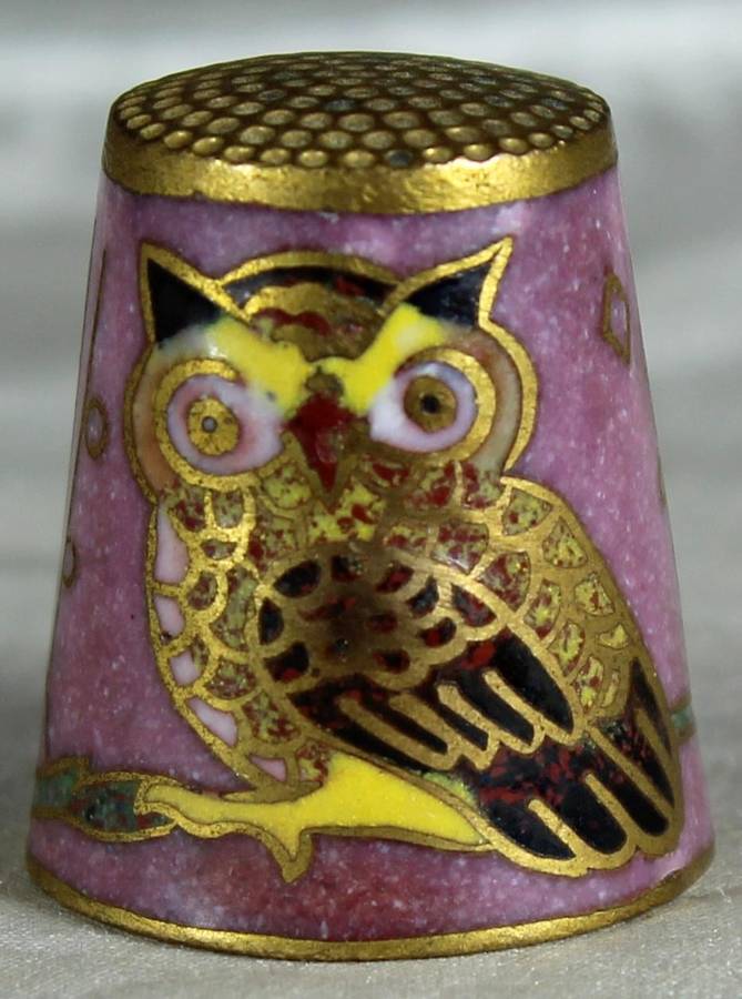 Cloissone thimble - owl