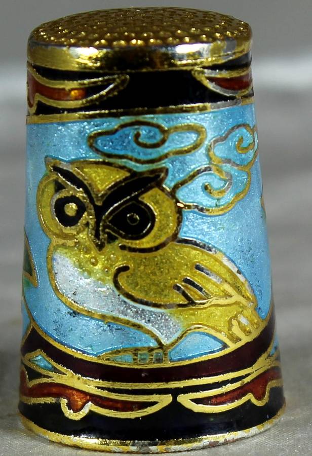 Cloissone thimble - owl