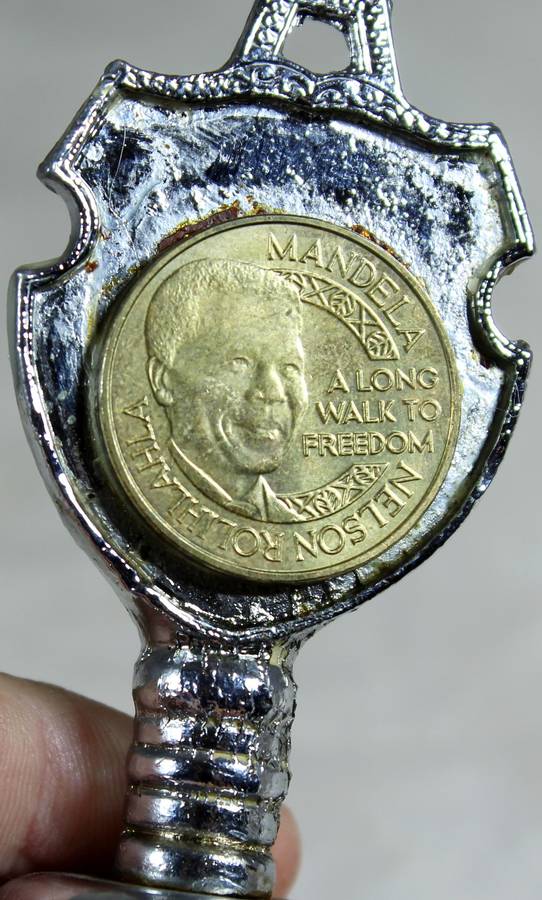 Souvenir silver plated bell - Nelson Mandela token