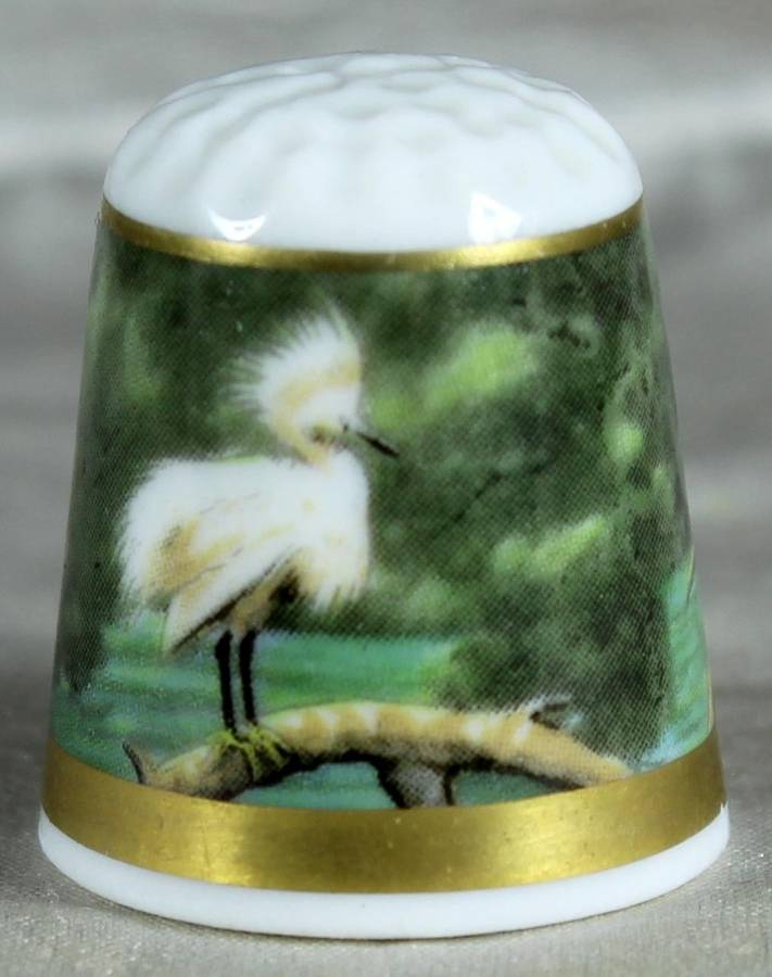 Bone China thimble - storks - NP porcelain