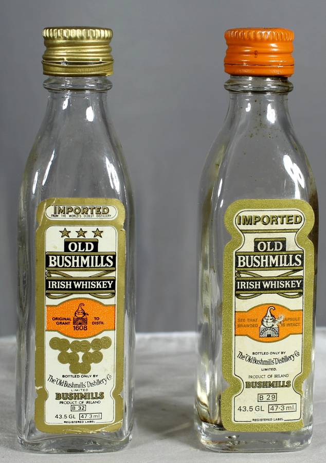 Empty liquor bottles - Pair of Old Bushmills whiskey