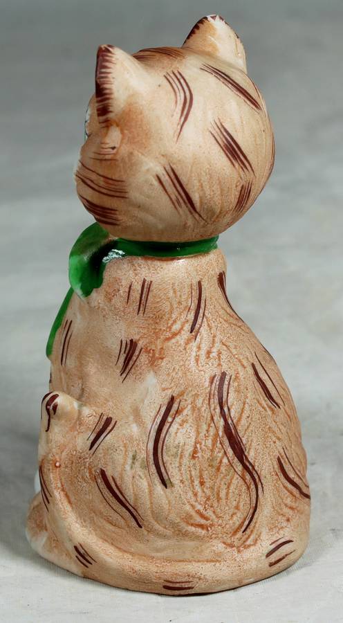 Ceramic bell Cat with green bow