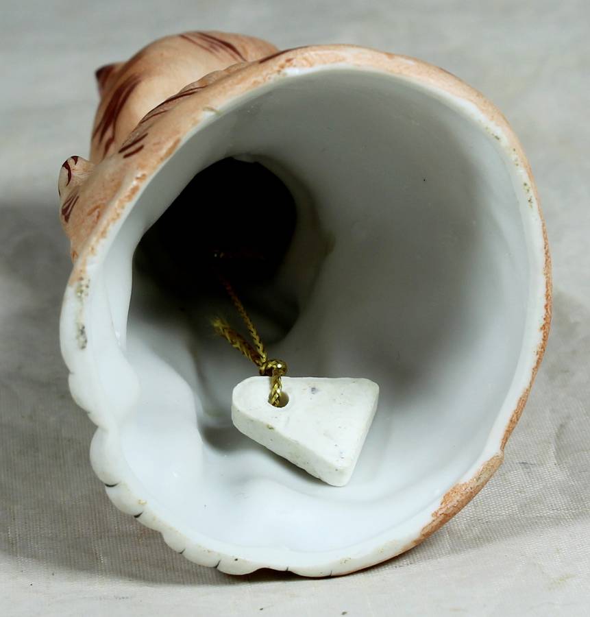 Ceramic bell Cat with green bow
