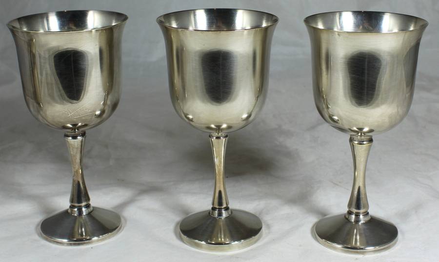 Three EMESS - Silver plated wine goblets