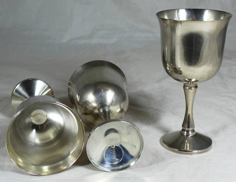 Three EMESS - Silver plated wine goblets