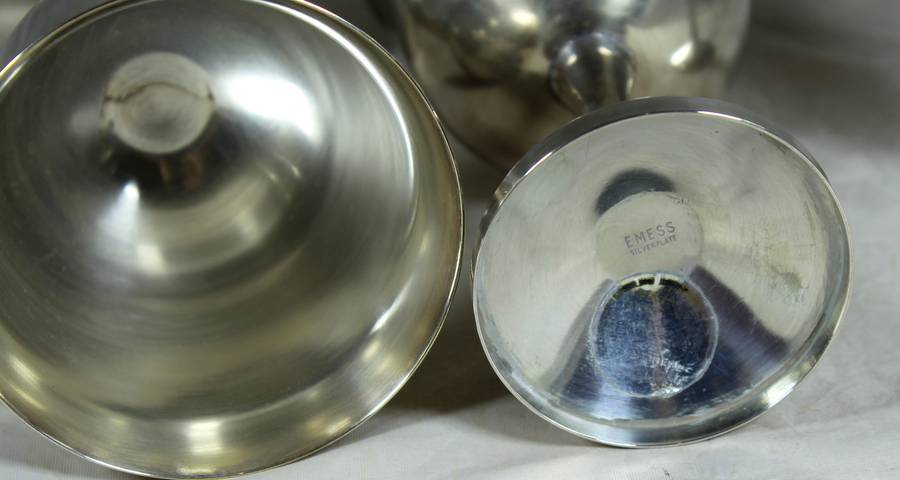 Three EMESS - Silver plated wine goblets