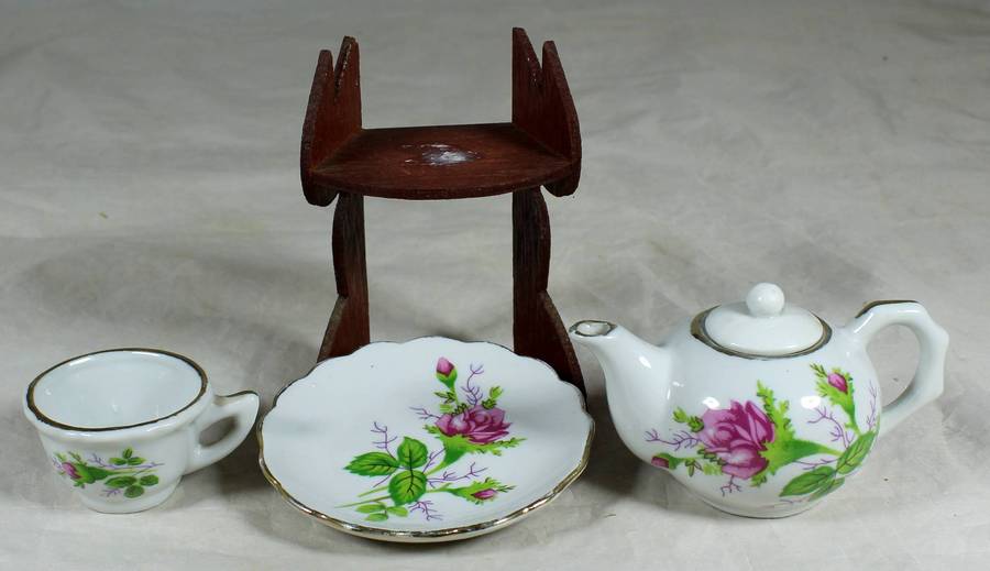 Miniature tea for one on a stand