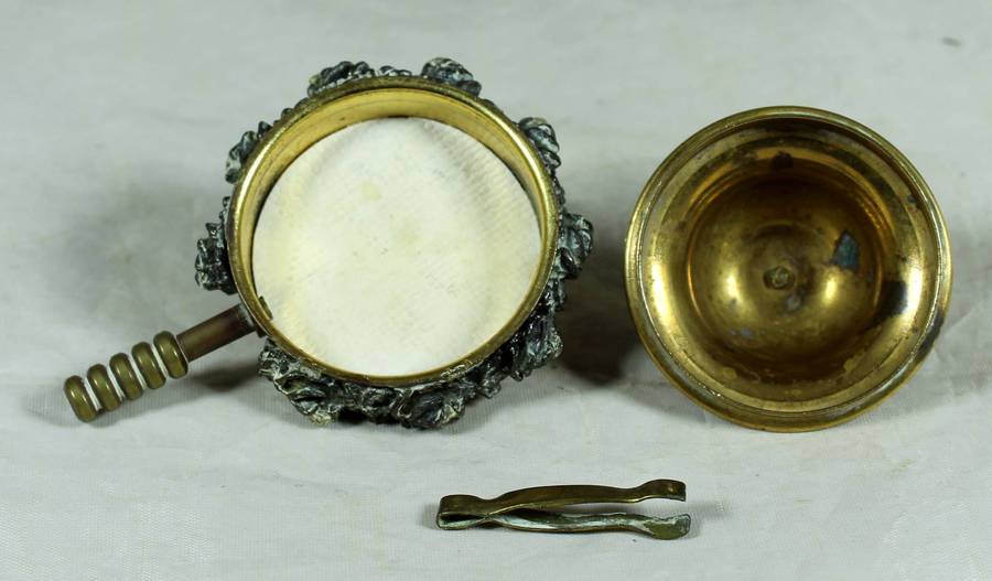 Miniature brass - Pill holder plus tongs