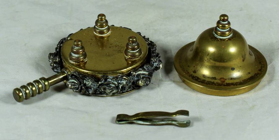 Miniature brass - Pill holder plus tongs