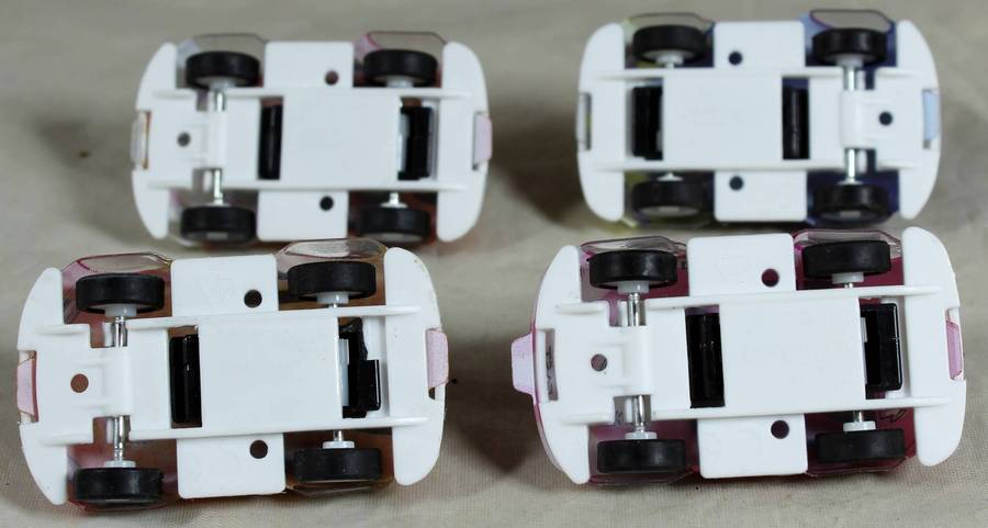 Mini set of four pull back rally cars