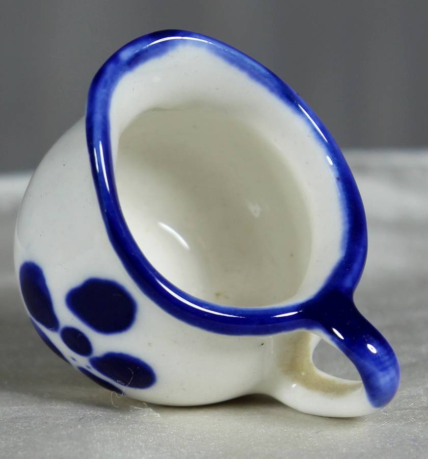 Miniature white & blue jug