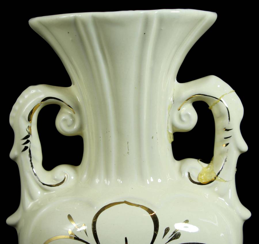 Pair of Creme & Gold Large Vases