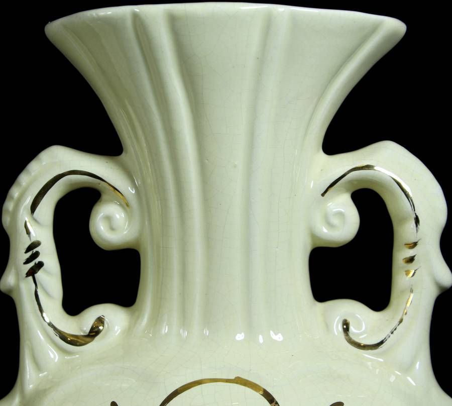 Pair of Creme & Gold Large Vases