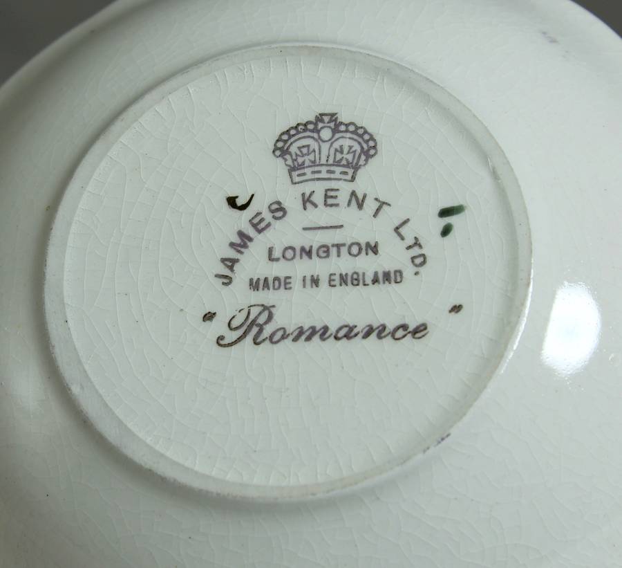 James Kent - Longton Romance - Pair - Lady with Pink Dress - Trinket Plate