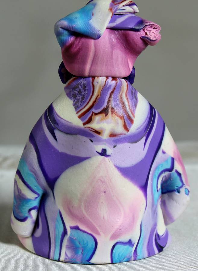 Semi-precious stone & clay figurine - purple, pink, blue