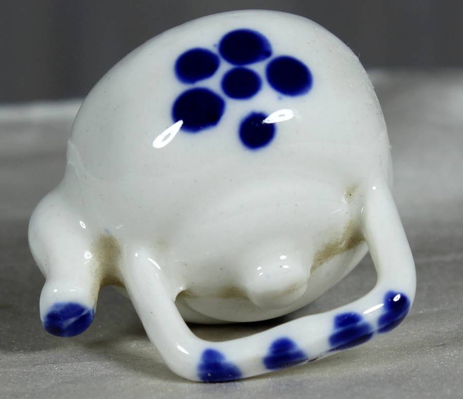 Miniature white & blue tea kettle