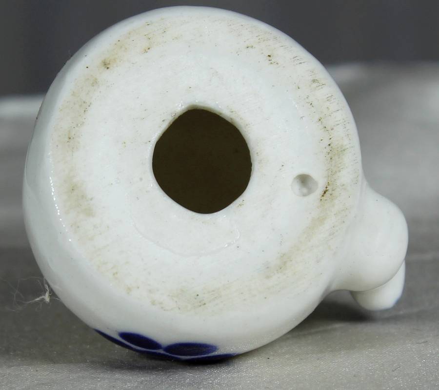 Miniature white & blue tea kettle