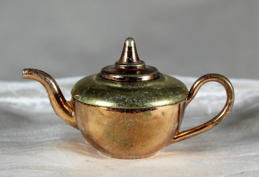 Miniature brass and copper teapot