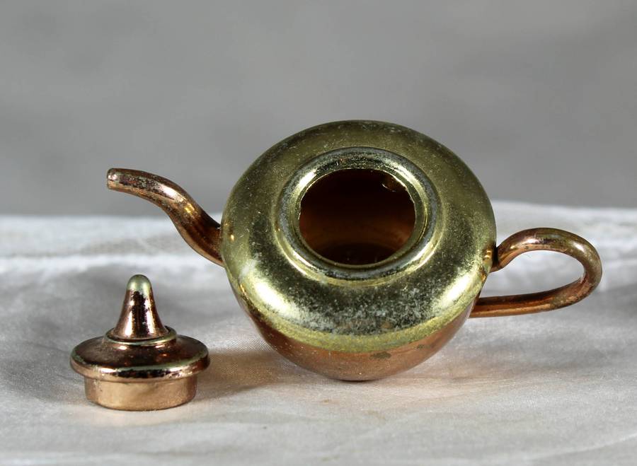Miniature brass and copper teapot