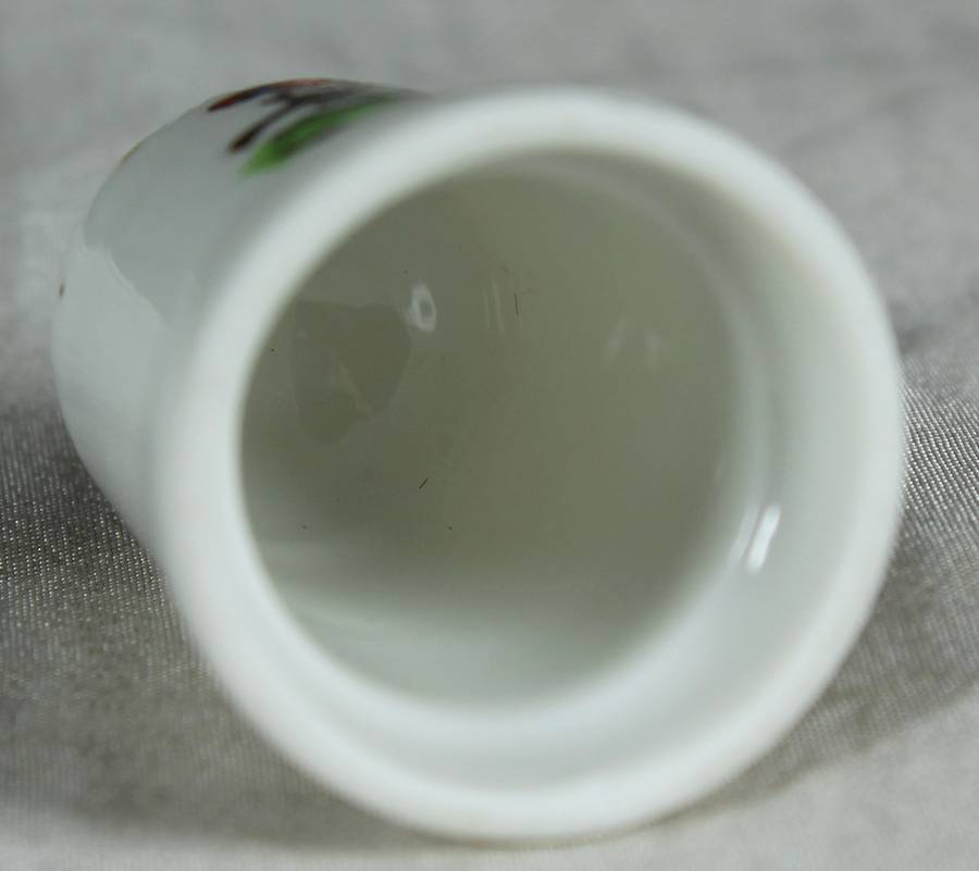 Bone China thimble - red bird on a branch