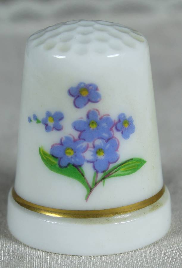 Bone China thimble - purple flower