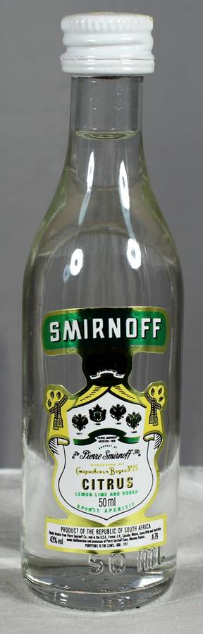Mini Liquor Bottle - Smirnoff - Citrus vodka