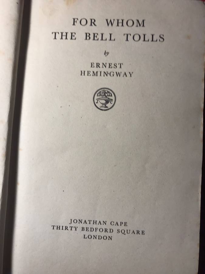 For Whom the Bell Tolls - Ernest Hemingway (1942 Hardcover)