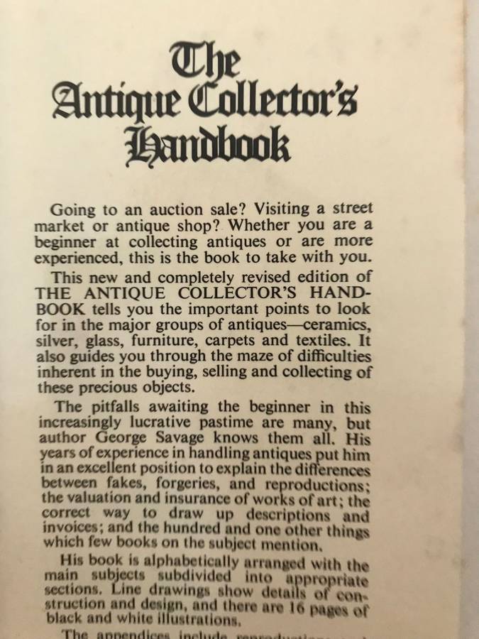 The Antique Collectors Handbook - George Savage (1968 Hardcover)