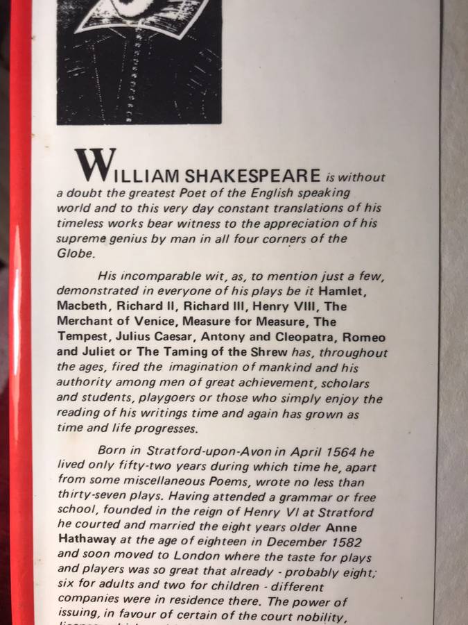 The Complete Works of William Shakespeare (1987 Hardcover)