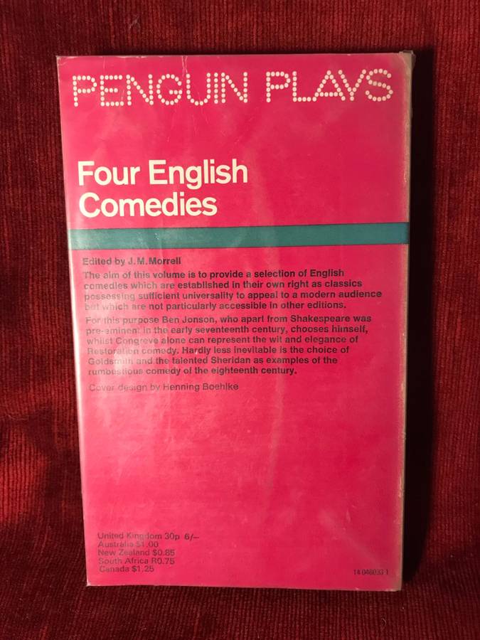 Four English Comedies of the 17th and 18th Centuries - Jonson / Congreve / Goldsmith / Sheridan