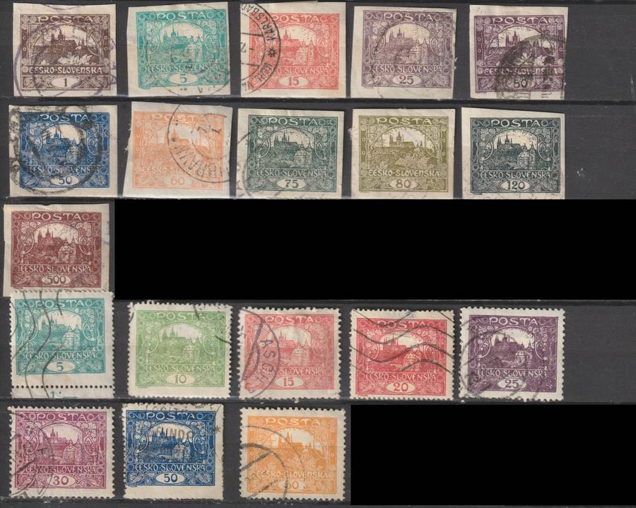 1919 Czechoslovakia imperf and perf selection