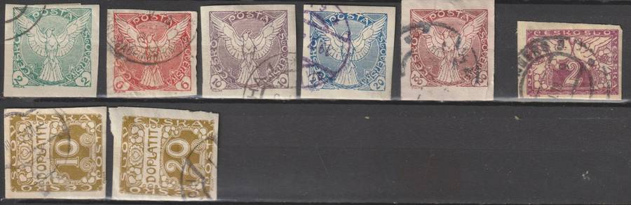 1918-1919 Czechoslovakia newspaper and postage due stamps, selection