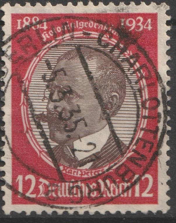 1934 Germany, Colonialist, 12Pf fine used BERLIN CHARLOTTENBURG 5.3.1935