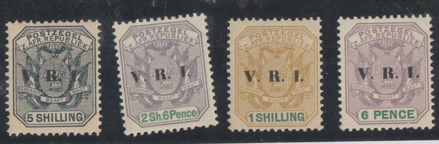 Zuid Afrikaansche Republiek V.R.I overprints 1900 Cat# SACC: 238/41, **
