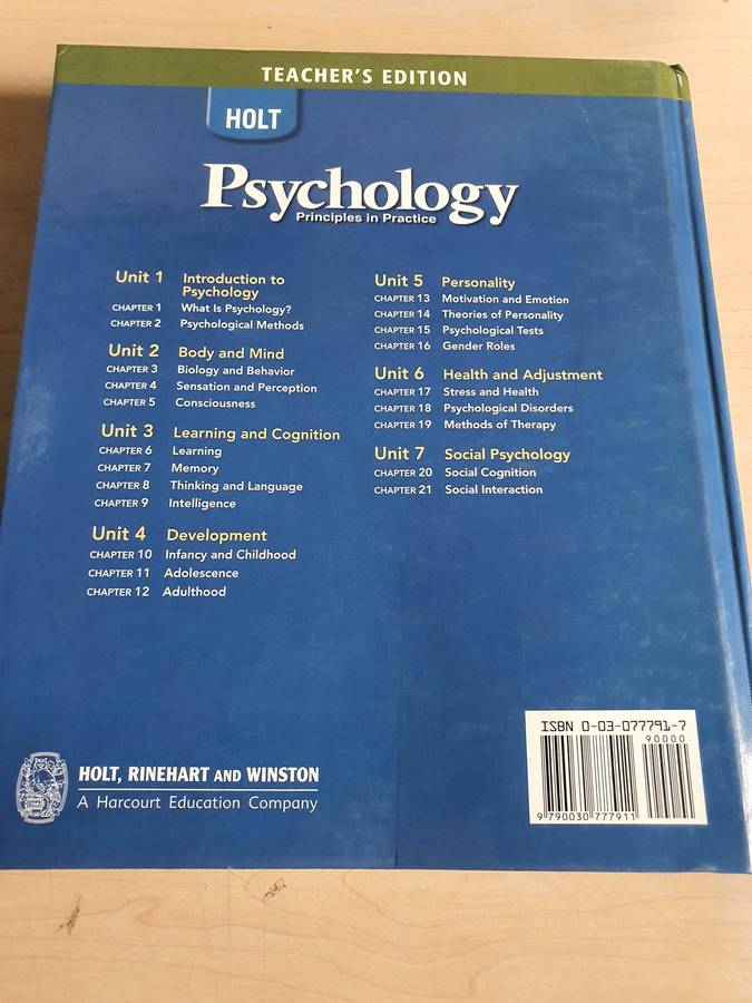Holt Psychology Principles in Practice Book
