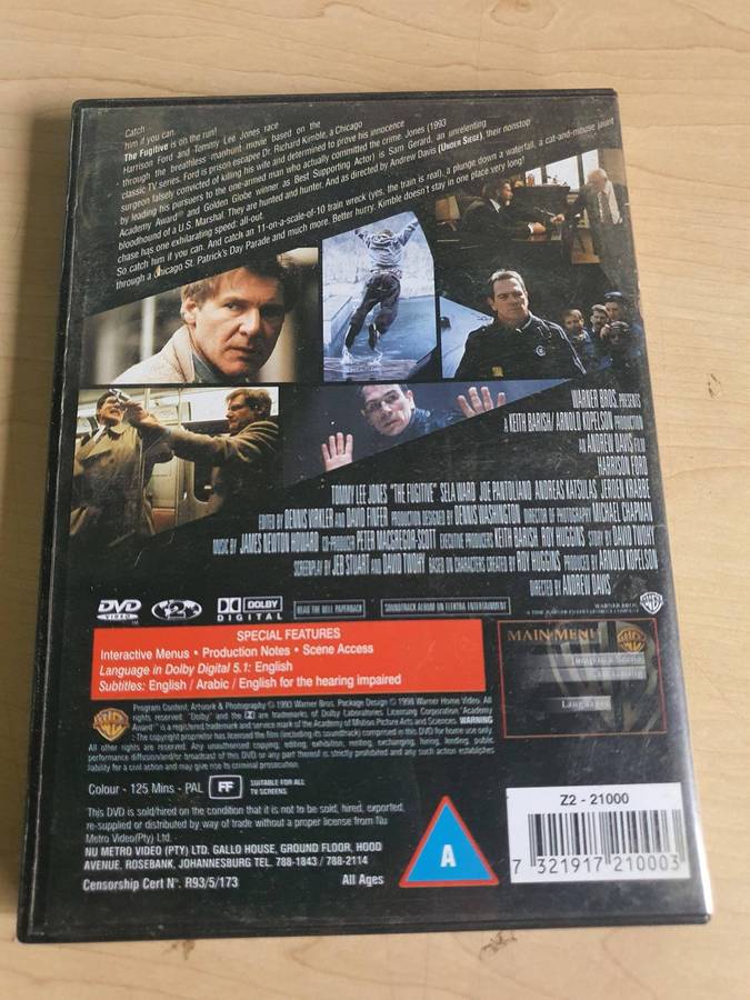 Harrison Ford is The Fugitive DVD
