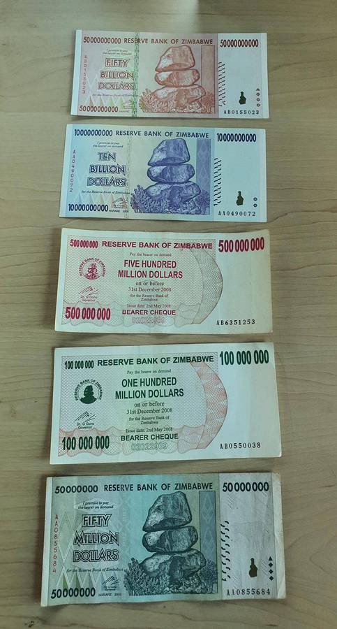 5 Zimbabwe Dollars as per Photos