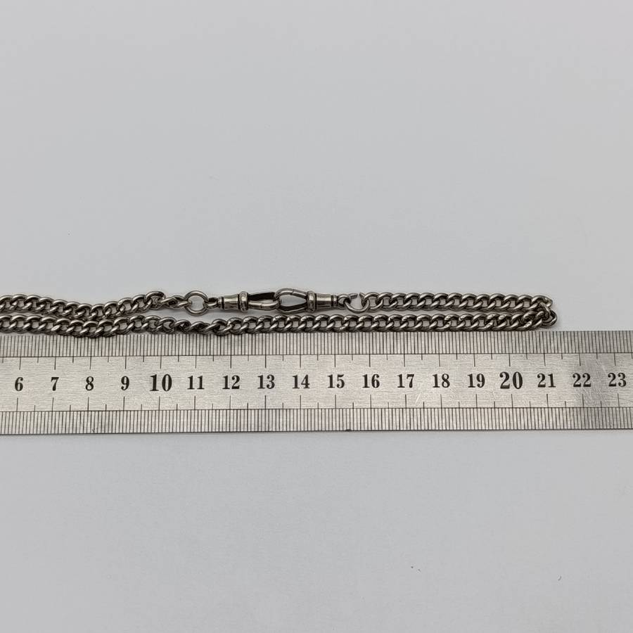 Antique Hallmarked sterling silver pocketwatch fob chain - weighs 30.2 grams