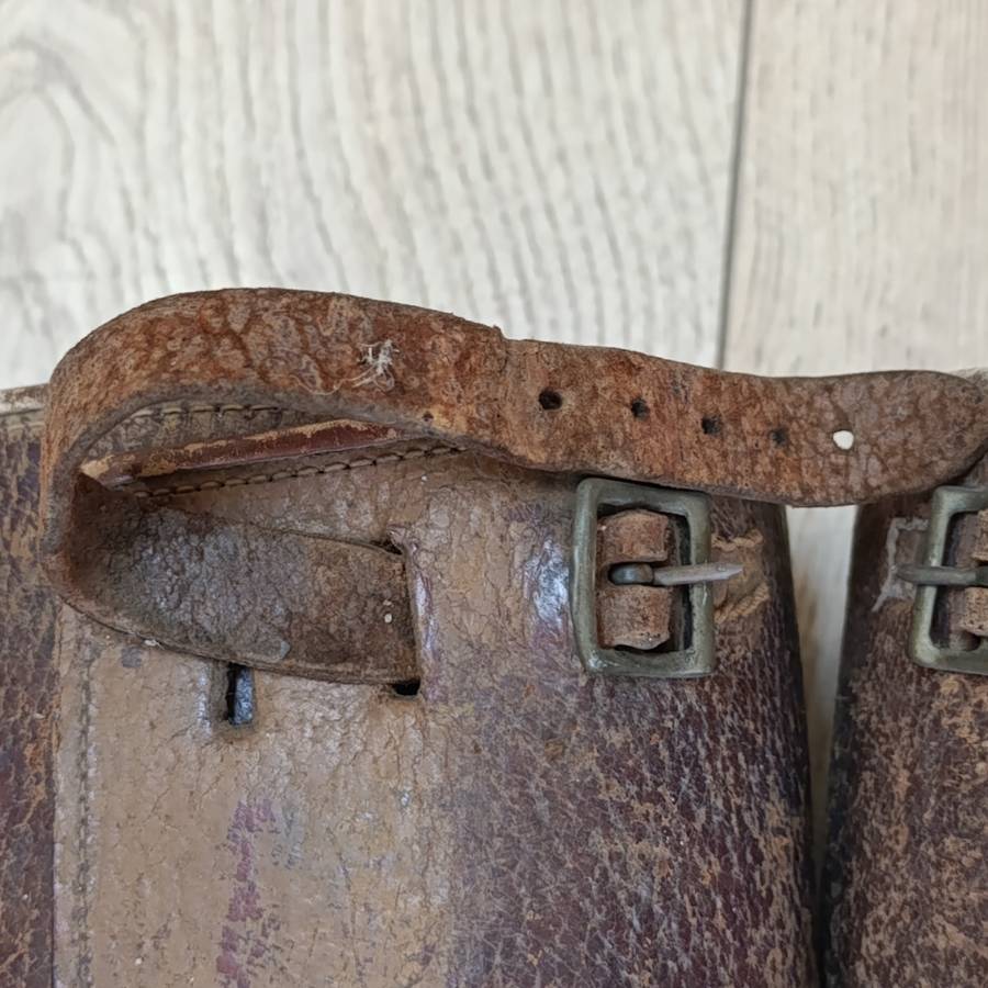 WW2 German brown Leather gaitors with 1940 German marking inside